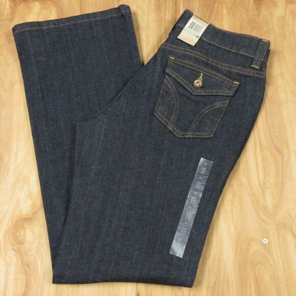 Dkny Denim - DKNY Boot Cut Regular Fit Soho Denim Jeans Sz 8 Wide Leg Flared Flap Pockets NWT